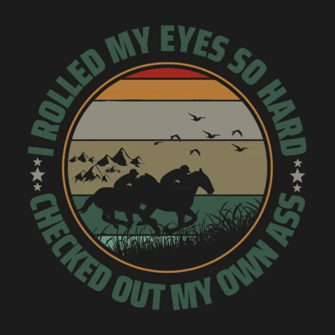 Je roulais des yeux tellement fort cavaliers western rétro course de chevaux modèle de t-shirt design