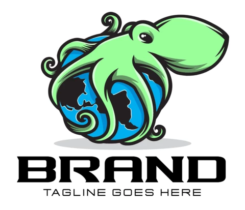 Octopus Earth Graphic Logo Design Template