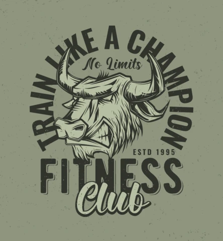 Szablon koszulki klubu fitness Bull's Head