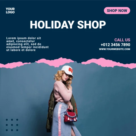 Holiday Shop Woman Fashion Instagram Post Design Template