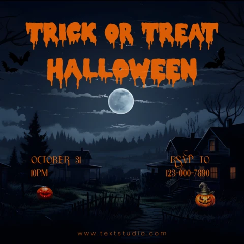 Orange Trick Or Treat Halloween Night Instagram Post Design