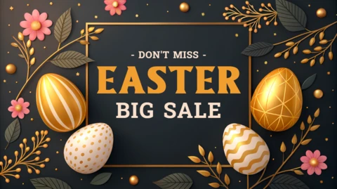 Elegant Easter Sale Design Template with Floral Accents
