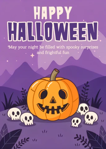 **halloween pompoen ontwerp sjabloon voor griezelige wenskaarten**