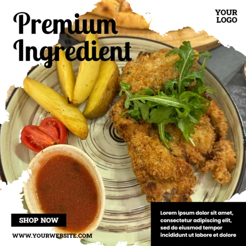 White And Scratched Restaurant Ad Instagram Post Design Template