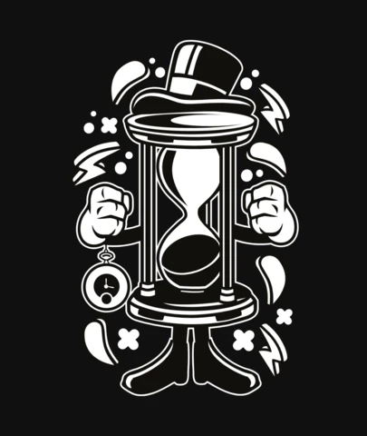 Hour Glass Cartoon Character T-Shirt Design Template