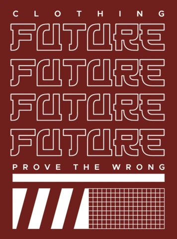 Template de design tipográfico futurista para mercadorias de vestuário