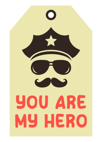 You Are My Hero Happy Father's Day Mustache Greeting Card Template
