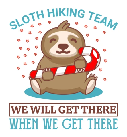 Sloth Hiking Team Funny Hiker for Mountain Lovers T-Shirt Design Template