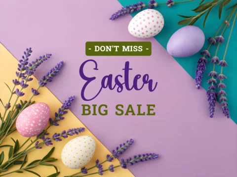 Don't Miss Easter Sale Template with Pastel Colors and Floral Accents