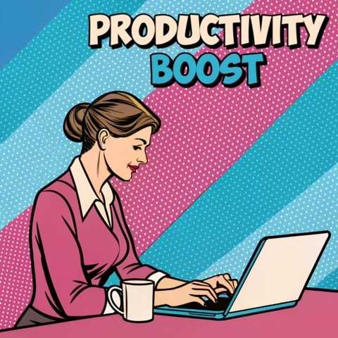 Template di design per poster motivazionali con un aumento di produttività in stile pop art