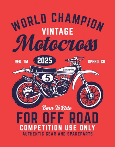 Vintage Motocross World Champion T-shirt Design Template