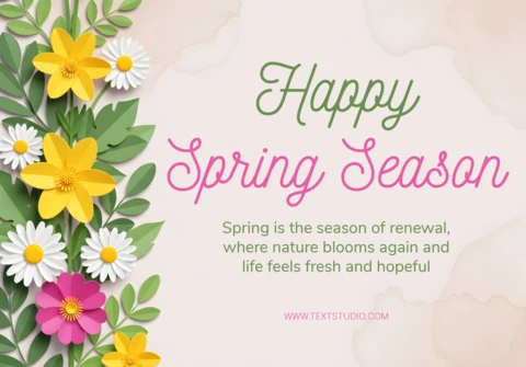 Spring Floral Design Template for Greeting Cards