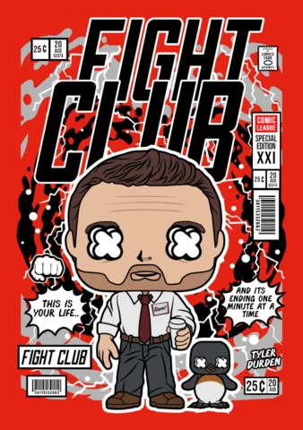 Modelo de design de capa de revista de personagem de desenho animado do clube da luta