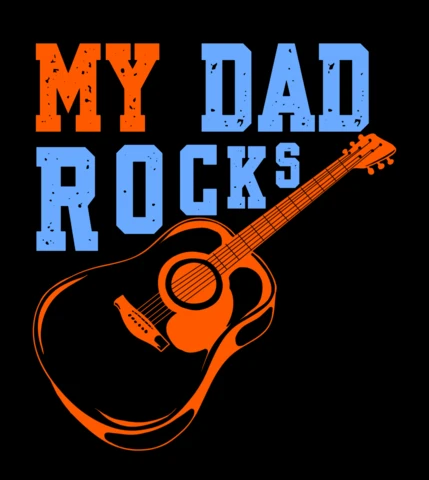 Retro Guitar Design Template: 'My Dad Rocks' Editable Graphic