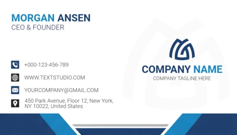 Abstract Business Card Template Clean Blue Layout and White Theme with Modern Typography Design