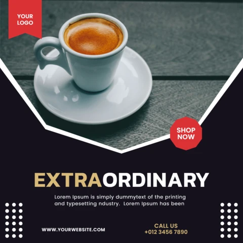 Extraordinaria plantilla de diseño de post de instagram de café