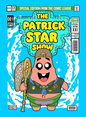 Patrick star personaje de dibujos animados plantilla de diseño de portada de revista