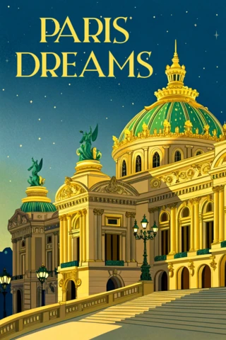 Paris Dreams Vintage Design for Retro Flat Souvenir Posters
