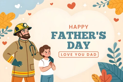 Happy Father's Day Design Template for Celebrating Firefighters Dads