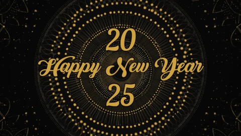 Mandala Stil goldenes frohes neues Jahr 2025 Design Vorlage