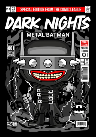Modelo de design de capa de revista de personagem de desenho animado Dark Nights Metal Batman