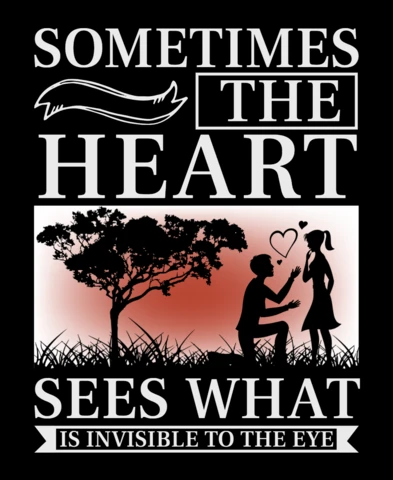 Plantilla de diseño romántico cursi: 'a veces el corazón ve lo que es invisible a los ojos'