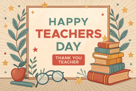 Vintage Teacher's Day Celebration Template Design - Editable Thank You Card