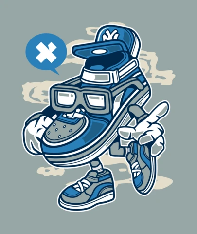 Street Shoe Bastard Cartoon Character T-Shirt Design Template
