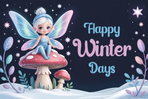 Winter Fairy Design Template for Greeting Cards