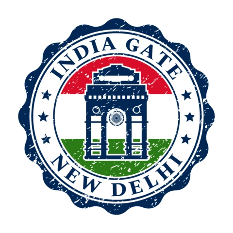 New Delhi India Stamp Logo Design Template