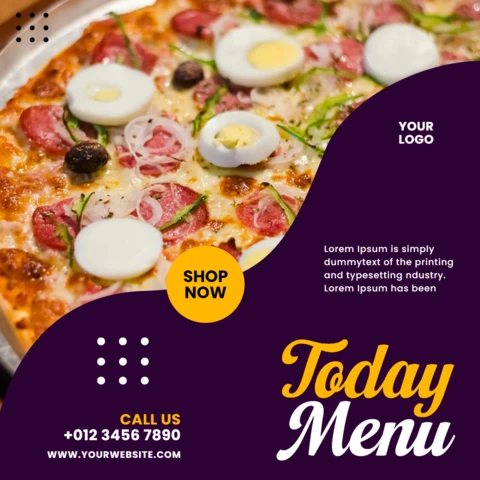 Dashing Purple Promotional Restaurant Instagram Post Design Template