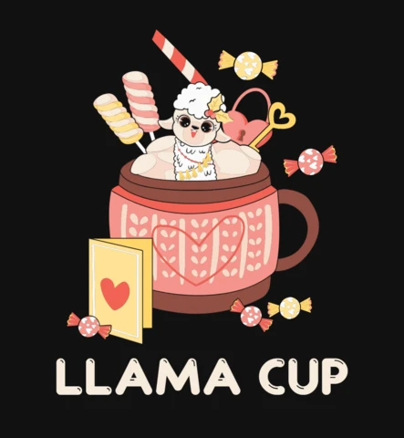 Kawaii lama und süßigkeiten valentine's t-shirt design vorlage