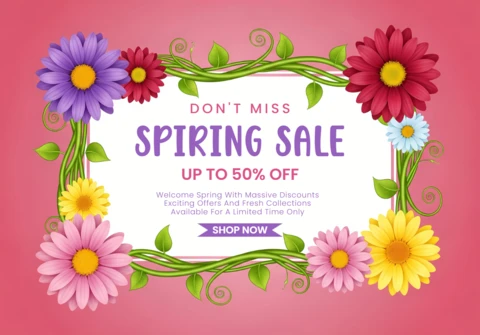Spring Sale Floral Design Template for Promotional Flyers