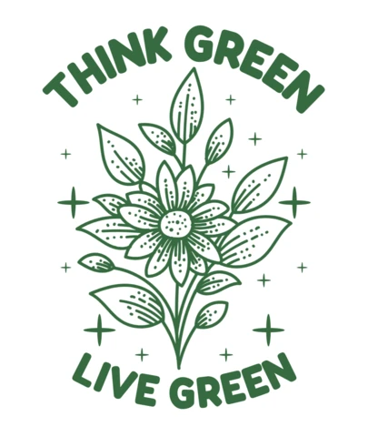 Modèle de dessin botanique : pensez vert, vivez design vert