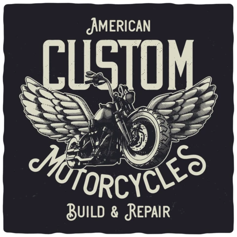 American Motorcycles Garage Retro T-shirt Design