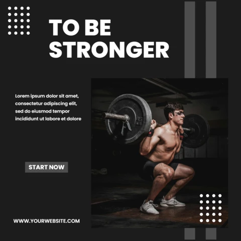 Be stronger culturismo negro plantilla de diseño de post de instagram