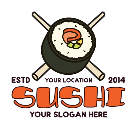 Sushi Rolls Restaurant Logo Design Template