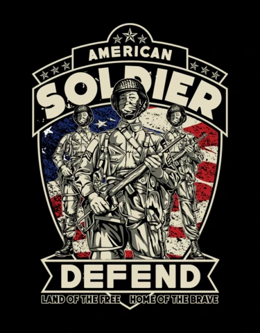 American Soldier Defend T-shirt Design Template