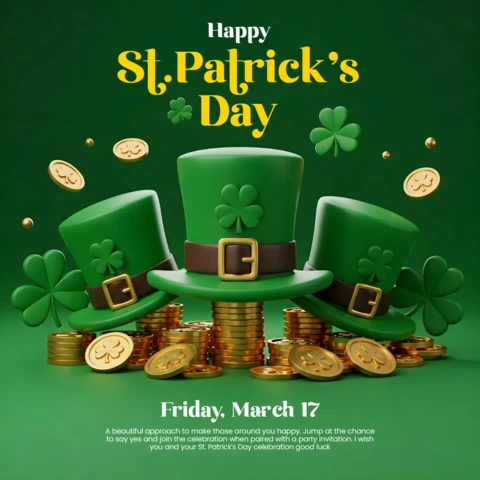 St. Patrick's Day Celebration Template Design Editable Festive Social Media Post