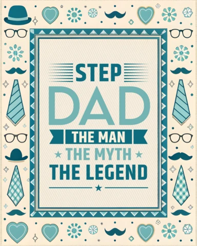 Template de design inspiré vintage pour beau-père : l'homme, le mythe, la légende
