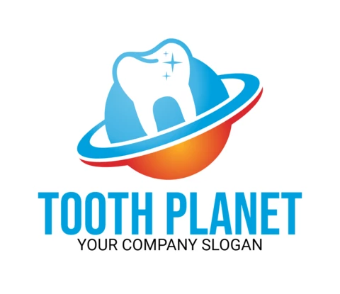 Dental Tooth Planet Logo Design Template
