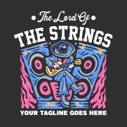 Man Playing Guitar Vintage T-shirt Design Template