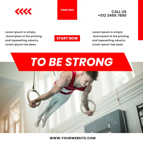 Modelo de design de postagem para Instagram com publicidade mínima em branco e vermelho