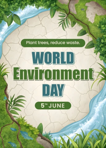 World Environment Day Template for Sustainable Awareness with Dry River