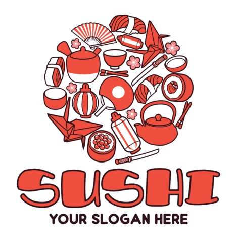 Sushi Restaurant Logo Design Template
