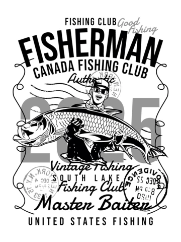Fisherman Vintage T-shirt Design Template