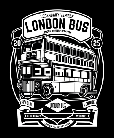 Plantilla de diseño de camiseta de autobús de Londres