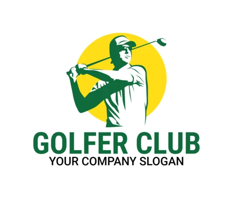 Golfer Club Tournament Sports Logo Design Template