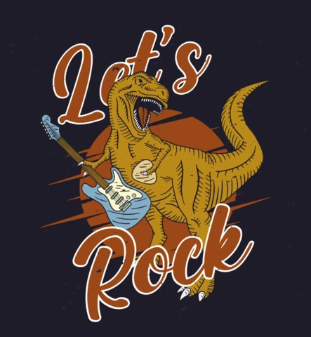 Tyrannosaurus Playing On Electric Guitar T-Shirt Design Template