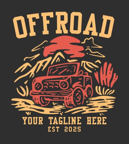 Off Road With Jeep Car Vintage T-Shirt Design Template
